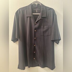 TOMMY BAHAMA Black Men's S/S Button Down Silk Camp Shirt sz. Large